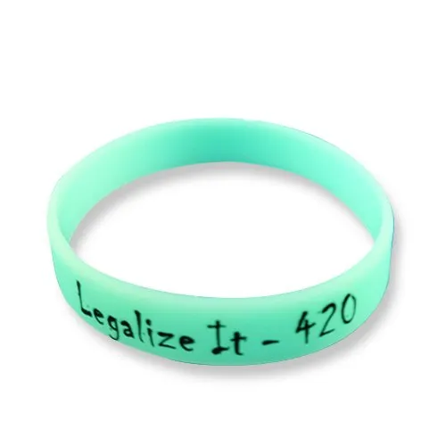 Braccialetto in silicone, cinturino da polso, bioluminescente, si illumina al buio, verde, verde, Legalize It - 420