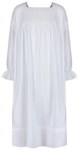 The 1 for U Ragazze Camicia da Notte 100% Cotone Vintage Stile Vittoriano - età 4-14 - Tinta Unita Bianco - Emma, 6-7 Years
