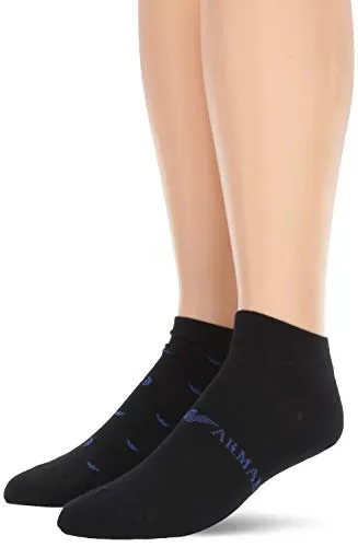 Emporio Armani All Over Eagle 2 Pack in-Shoe Socks Calzini Casual, Nero, Taglia unica Uomo