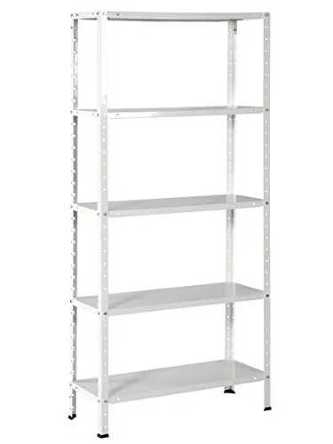 Clicker 85 – Scaffale in metallo, fissabile tramite clip, 5 ripiani 180 x 90 x 40 cm bianco