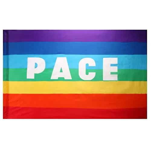Bandiera Pace Arcobaleno, Bandiera Pace 90x150cm, Bandiera Della Pace Dell'Ucraina, Bandiere Pace, Rainbow Flag per Interno, Esterno, Giardino (A)