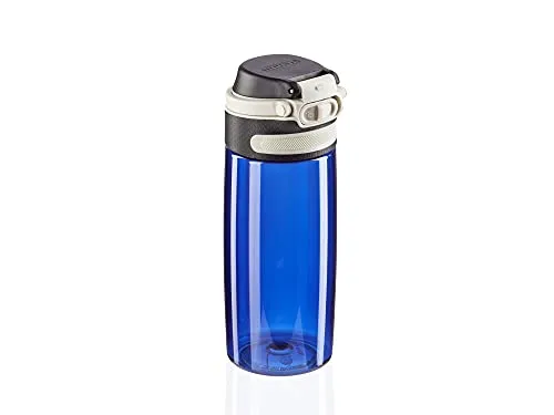 Leifheit Flip Tritan Borraccia tritan 550 ml, Borraccia acqua ermetica e resistente al calore, Borraccia palestra, scuola e ufficio portatile, blu scuro