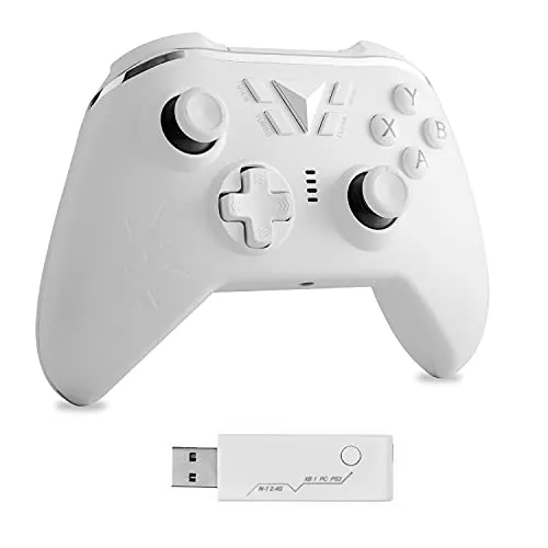 Maikiki Controller Wireless per Xbox One con Adattatore Wireless da 2,4 GHz, Compatibile con Xbox Series X/One S/One X/PS3/Windows PC (White)