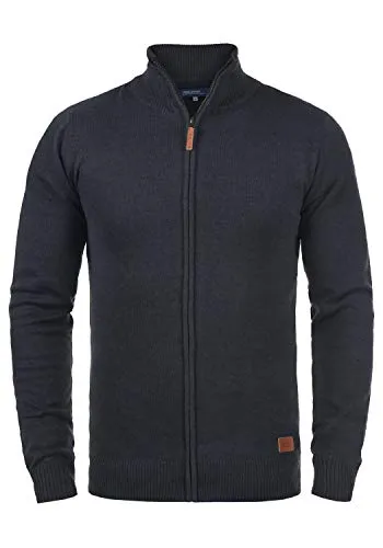 BLEND Norman Cardigan Maglione Maglia con Bottoni da Uomo con Collo Alto Stampa, Taglia:L, Colore:Navy (70230)