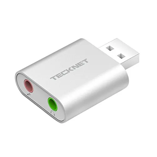 TeckNet Alluminio Scheda Audio Esterna, Adattatore Audio Stereo USB per Windows & Mac, Plug & Play