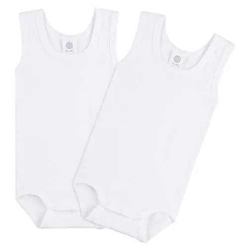 Sanetta Body unisex senza maniche in cotone biologico, confezione doppia bianco 4 anni