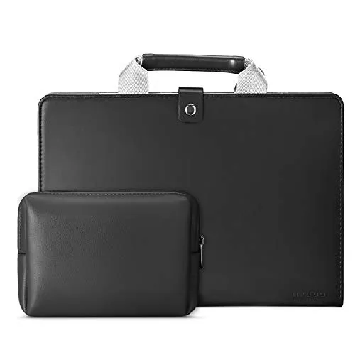 MOSISO Cartella per Laptop Pelle PU Premium Borsa con Custodia Piccola Compatibile con 2020-2018 MacBook Air 13 A2179 A1932/2020-2016 MacBook PRO 13 A2251 A2289 A2159 A1989 A1706 A1708, Nero