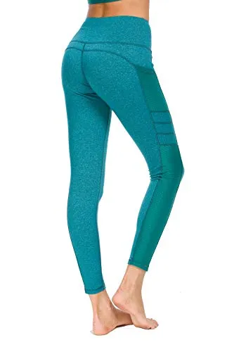 New Mincc Leggings Donna Pantaloni da Corsa Fitness Sportivi Yoga Allenamento Dimagranti Tasca Tasche (Verde M)