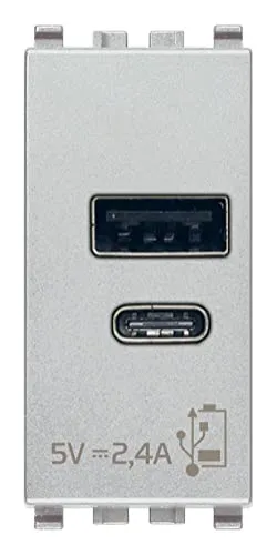 VIMAR 20292.AC.N Alimentatore USB A+C 5V 2,4A 1M Next