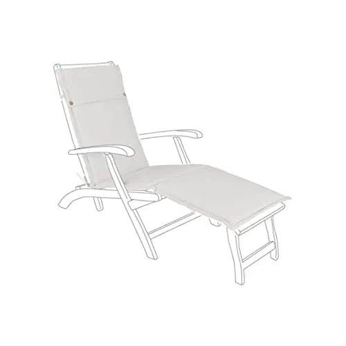 Bizzotto Cuscino per Sedia Sdraio Chaise Longue da Esterno, Lettino Piscina o Giardino, Tessuto Idrorepellente Sfoderabile, Steamer Poly 50 x 176 (Naturale)