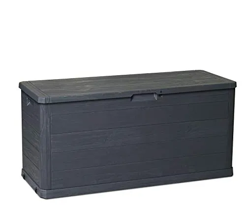 Toomax Baule Multibox Woody's 280L portattrezzi per Esterni, Effetto Legno, Dim. cm 117x45x56h, Art.164 (Antracite)