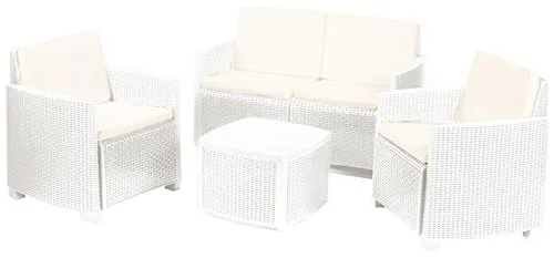 Set Etna 4 Pz.Rattan C/C Bianc