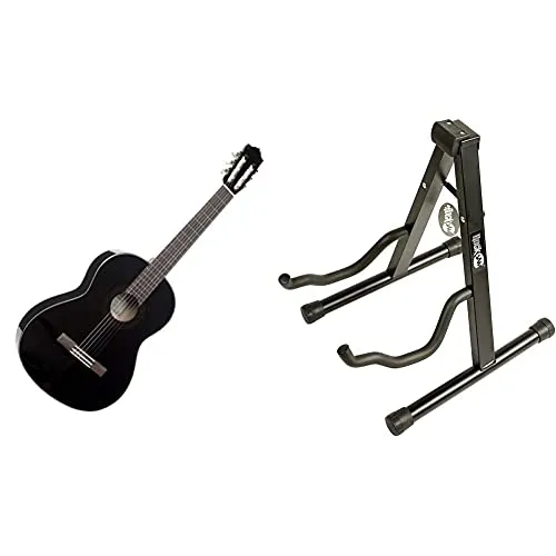 YAMAHA C40Blii Chitarra Classica Chitarra 4/4 Classica In Legno (65 Cm, Scala Da 25 9/16”) 6 Corde In Nylon, Nero & Rockjam 01 Supporto Per Chitarra