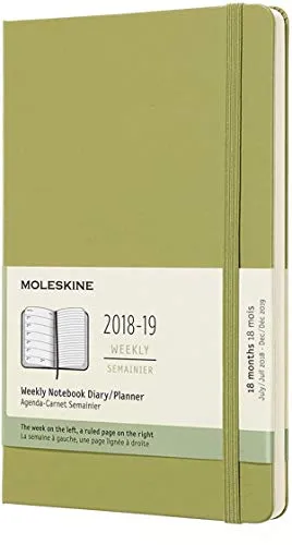 Moleskine 2018 - 2019 Agenda Settimanale 18 Mesi, con Spazio per Note, Large, Copertina Rigida, Verde Lichene