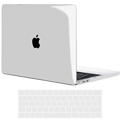 TECOOL Custodia MacBook PRO 15 Pollici 2019 2018 2017 2016 A1990 A1707 con Touch Bar, Case Cover Rigida Plastica Ultrasottile +Accessori Copritastiera Silicone Italia Layout, Trasparente