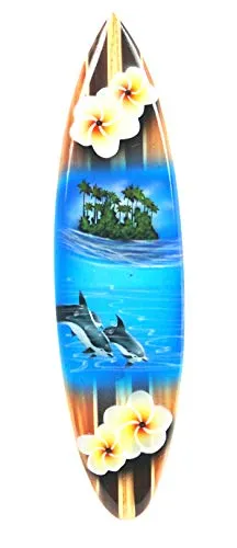 Asia Design Tavola da surf decorativa in legno, altezza 30 cm, con supporto in legno
