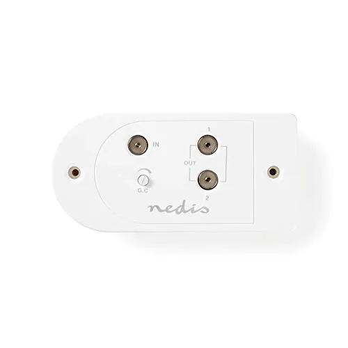 NEDIS Amplificatore CATV - Guadagno Max di 18 Db - 40-862 MHz - 2 Uscite - IEC 1.00 m Bianco