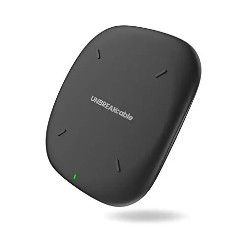 UNBREAKcable Caricatore Wireless Qi Certified, Fast Wireless Charger Compatibile con iPhone XS Max/XR/XS/X, Samsung Galaxy S10/S9/S8, Nuovi AirPods e Altri dispositivi – Nero (Supporta 5W/7.5W/10W)