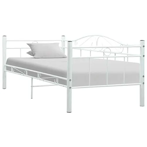 vidaXL - Telaio per Letto in Metallo, 90 x 200 cm, Colore: Bianco