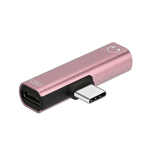 MARSPOWER Adattatore audio per cuffie da tipo C a jack da 3,5 mm Adattatore audio da 2 in 1 USB C da tipo C a 3,5 mm con adattatore di ricarica Distributore per telefoni / tablet / PC di tipo C