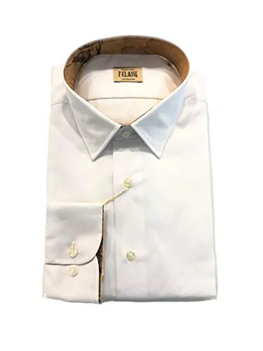 ALVIERO MARTINI Camicia Slim Uomo Colore Bianco con Colletto e Polsini Interni in Stampa Geo Classic - U1305UE250900 (43)