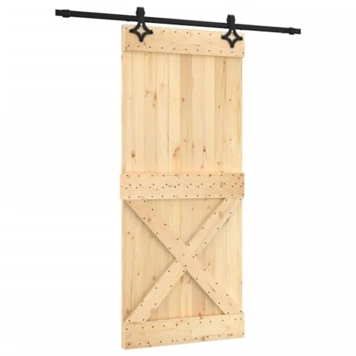 vidaXL Porta Scorrevole con Set Hardware 90x210 cm Legno Massello Pino