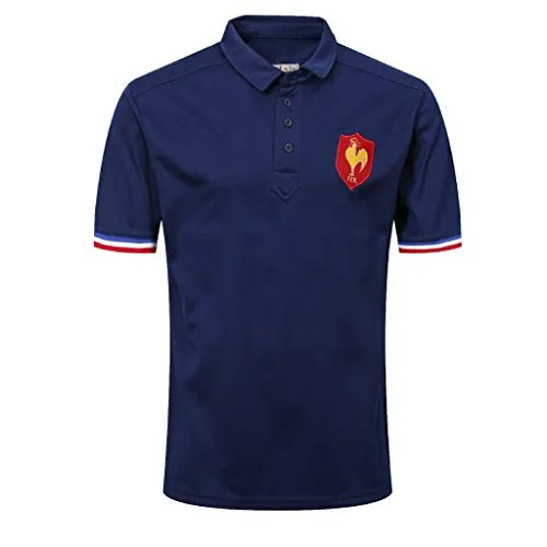 CRBsports Team France, Rugby Polo, T-Shirt, New Fabric Ricamato, Swag Sportswear (Blu Navy, 3XL)