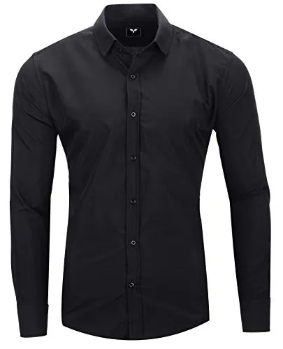 Kayhan Uni Camicia Slim Fit, Black (XL)