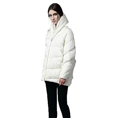 YJF-JK Piumino Invernale da Donna con Cappuccio Impacchettabile Capispalla Ultraleggero Cappotto Corto Imbottito Collo in Piedi Capispalla Moda Aderente,L