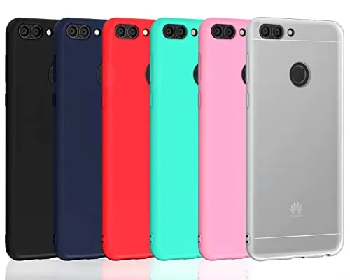 iVoler 6 Pezzi Cover per Huawei P Smart 2017, Ultra Sottile Silicone Custodia Morbido TPU Case Protettivo Gel Cover (Nero, Blu Scuro, Rosso,Verde, Rosa,Bianco)