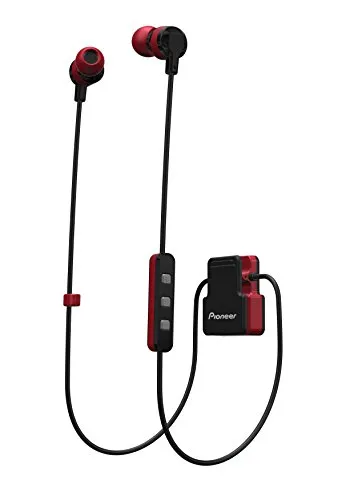Pioneer CL5BT Cuffie Sportive In-Ear con Bluetooth (ClipWear), riproduzione musicale fino a 8 ore, IPX4 a prova di schizzi, vivavoce, telecomando in linea, per Apple e Android, rosso