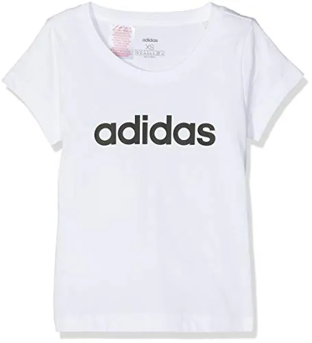 adidas Youth Boys Essentials Linear T-Shirt, T-Shirts Bambino, White/Black, 164