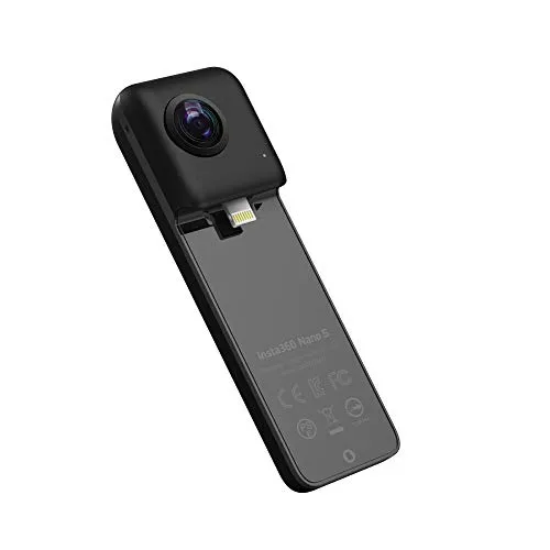 insta360 Nano S Videocamera 3D VR Compatta, Fotocamera HD 4K 360°, Foto da 20 Megapixel, Compatibile con iPhone X/8/7/6 Series, Stabilizzazione Integrata, Microfono Integrato, con Lightning, Nero