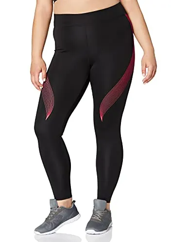 Marchio Amazon - AURIQUE Leggings Sportivi Donna, Nero (Black/love Potion), 42, Label:S