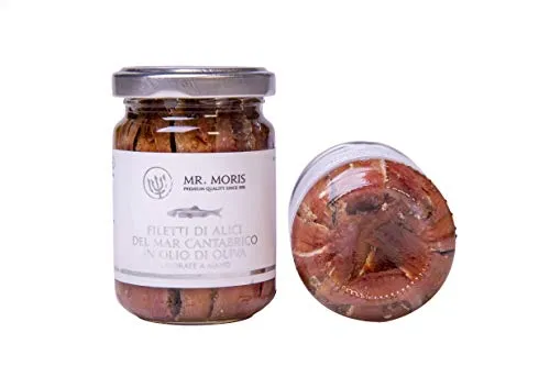 Filetti di Alici del Mar Cantabrico in Olio di Oliva Mr. Moris Kosher (160 Gr)