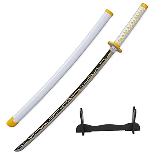 Adatto per Cosplay Demon Slayer Agatsuma Zenitsu Katana, Amanti Dell'anime (ABS + bambù) Blade Sword Weapon Prop Anime Toys (104cm)