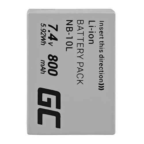 Green Cell® Batteria NB-10L per Canon PowerShot G1 X G3 X G15 G16 SX40 HS SX50 HS SX60 HS Fotocamera Digitale (Li-Ion celle 800mAh 7.4V)
