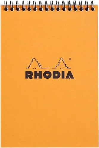 RHODIA 16500C- Bloc-Notes a Spirale (Rilegatura integrale) arancione-A5-Quadretti piccoli|80 Fogli staccabili, Carta Clairefontaine 80g - Copertina in carta rivestita flessibile e Resistente -Classic