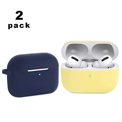 CEEPUY Case for Airpods PRO,2 Pack Protective Soft Silicone Earbuds Cover Stand Set Headphones Holder Accessories Compatible with Apple Earpods PRO,Blu Navy/Giallo