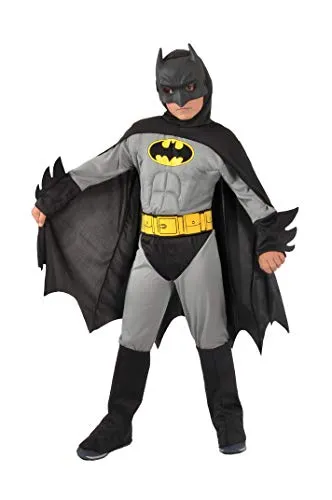 Ciao-Batman Classic Costume Originale DC Comics, con Muscoli pettorali Imbottiti, Bambino, Taglia 3-4 Anni, Colore Grigio/Nero, 11701.3-4