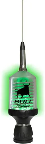 Sirio Antenne Bull Trucker 5000 LED, Antenna Cb Veicolare, Frequenza 27-30Mhz, Potenza Massima 5000 Watts (Icas), Stilo Inox, Altezza 1.665 m, Cavo 4 m in Dotazione, Inox/Verde/Nero