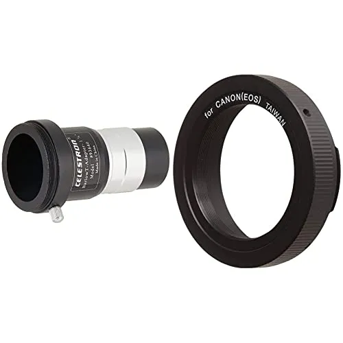 Celestron CE93640 Raccordo Fotografico Universale con Barlow 2X 31.8mm & Anello T2 per Canon EOS, Nero