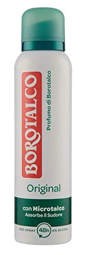 Borotalco, Deodorante Spray Original con Microtalco, Assorbe il Sudore, Senza Alcool, Pelle Asciutta e Protetta, Profumo Fresco e Agrumato, Deodorante Uomo e Donna - Flacone da 150 ml