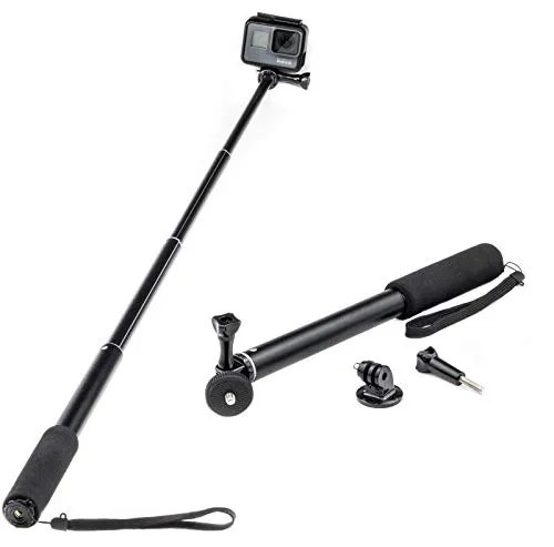 Monopiede estensibile Bastone Selfie Stick per GoPro Akaso Crosstour Campark Fitfort Garmin VIRB Apeman Sony Camkong Motorola Victure Kitvision Polo Nikon compatto per fotocamera (filetto 1/4 ")