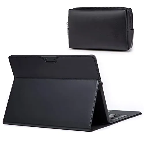 HYZUO Custodia protettiva per Surface Pro X 2020 2019 da 13 pollici, portatile, con supporto per pennino, compatibile con tipo tastiera, con piccola tasca nera in pelle d'agnello