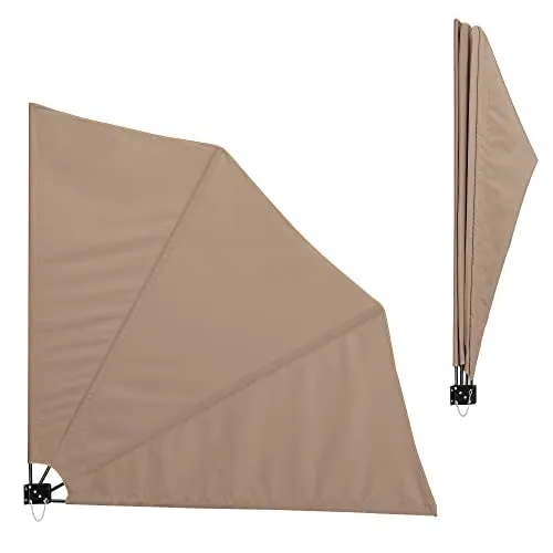 Tenda da Sole per Balcone - Tenda separè (Marrone)(160 x 160 cm) Paravento a ventaglio/Tenda Laterale richiudibile/Protezione per Balcone/Protezione visiva