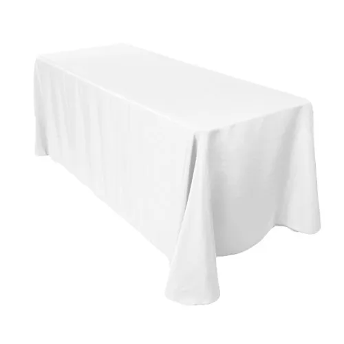 Wedding Supply Tovaglia rettangolare in cotone e poliestere per matrimoni, cene e feste di compleanno, 70 x 144 Pollici, Tessuto, Single, Bianco