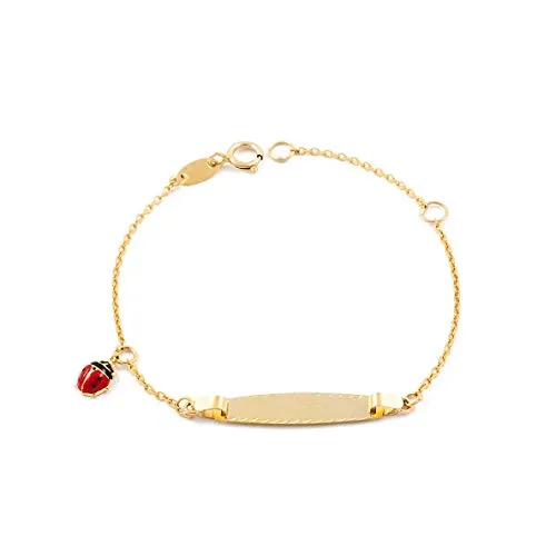 Monde Petit Bracciale coccinella per bambini - oro giallo 9k (375) - Scatola Regalo - Certificato di garanzia