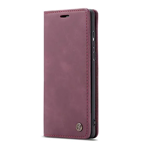 JMstore Custodia Compatibile con Samsung Galaxy A71, Custodia in Pelle Cover a Libro Portafoglio Flip Caso Custodia Pelle con Magnetica (Rosso)