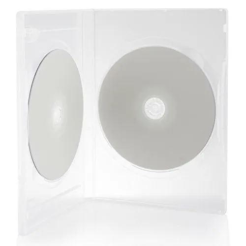 Dragon Trading® - 25 custodie doppie per CD/DVD/Blu Ray, 14 mm, trasparente, per 2 dischi